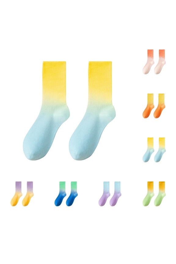 Socks for Women,Mens Socks,Unisex Mid-Crew Socks with Color Gradient for Athletic Wear and Fashion Style Colorful Socks Great for Running Gym and Everyday Streetwear Pink