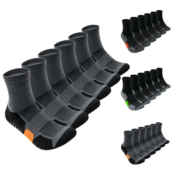 QLEICOM Socks for Women,Womens Socks,6 Pairs Sports Crew Socks with Cushioned Footbed and Water Wicking Fabric Thick Athletic Socks ed for Training and High Workouts Black