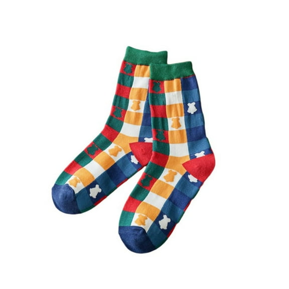 QLEICOM Socks for Women,Womens Socks,Women's Christmas Socks Festive Mid-Crew Height Made From Soft Material Fashion for Holiday Gift Ideas and Celebrations with Family Blue