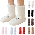 thumbnail image 1 of QLEICOM Socks for Women,Womens Socks,Women's Plush Mid-Crew Socks with Non-Slip Grips for Warmth and Safety At Home Thick Fleece-Lined Socks Fashion for Sleeping and Loungewear Wear Cold Weather Red, 1 of 4