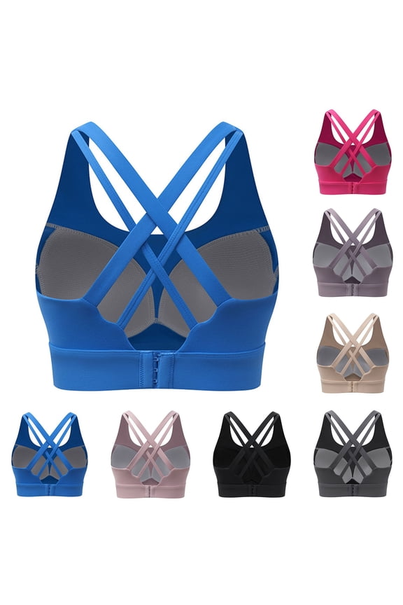 Sports Bras for Women,Push Up Bra,Plus Size High Impact Sports Bra Crisscross Back Removable Padded Cups Adjustable Straps Maximum Support for Running Aerobics Gym Black