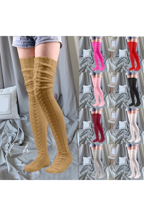 Stockings for Women,Womens Socks,Women's Knit Slouchy Socks Solid Color with Over The Knee for Winter Wear Cable Leg Warmers Provide Fashion Cold Weather Protection White