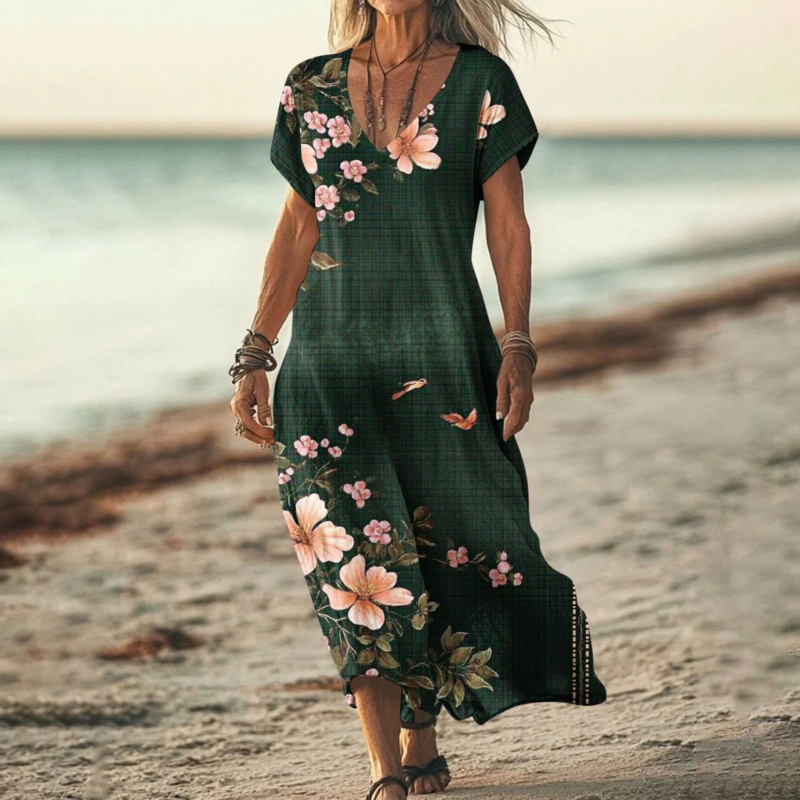 Bohemian Dress Cotton Beach Dresses Plus Size QLEICOM