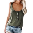 thumbnail image 1 of QLEICOM Summer Tank Tops for Women Loose Fit Pleated Square Neck Sleeveless Tops Curved Hem Flowy Basic Cami Top Slim Vest Army Green XXL, US Size 12, 1 of 2