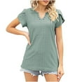 thumbnail image 1 of QLEICOM Summer Tops Casual Country V Neck Tee Shirts Petal Sleeve Fashion Loose Blouse Green XL, US Size 10, 1 of 6