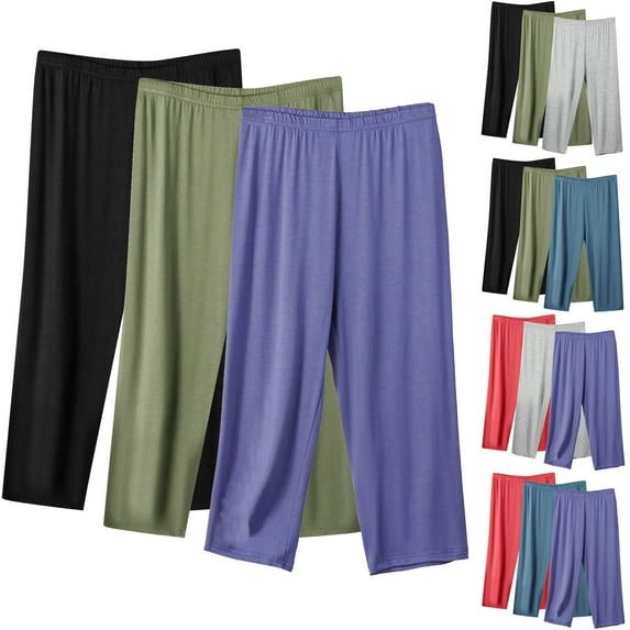 QLEICOM Sweatpants Women,Joggers for Women,Get Versatile Value with 3-Pack of Solid Color Shorts for Women Each Featuring 3/4 Length and Relaxed Fits for All-Day Wear