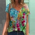 thumbnail image 1 of QLEICOM Trendy Floral T-Shirt, Women's Summer Short Sleeve Tunic Tops, Plus Size V Neck Graphic Tees Shirt, Casual Comfy Blouses T-Shirts Pullover Tees S-5XL, Gifts for Mom, 1 of 4