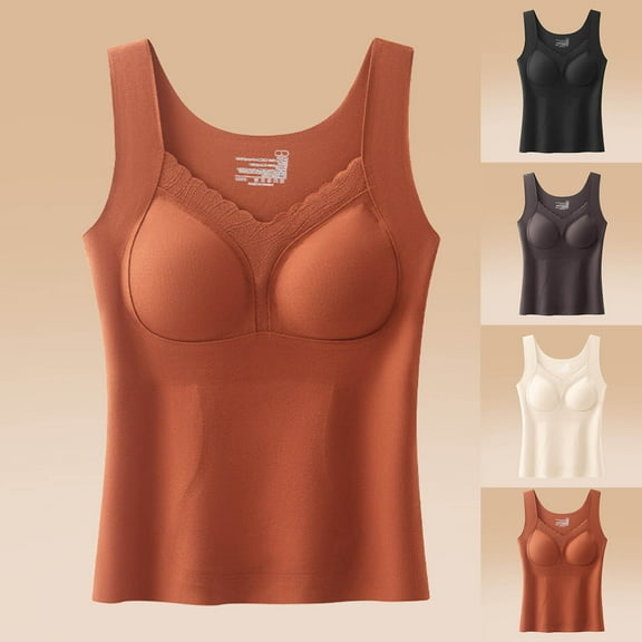 QLEICOM Undershirts for Women,Womens Tank Tops,Compression Tank Cami Tummy and Waist Control Body Shapewear Camisole with Seamless Chest Pad for Women