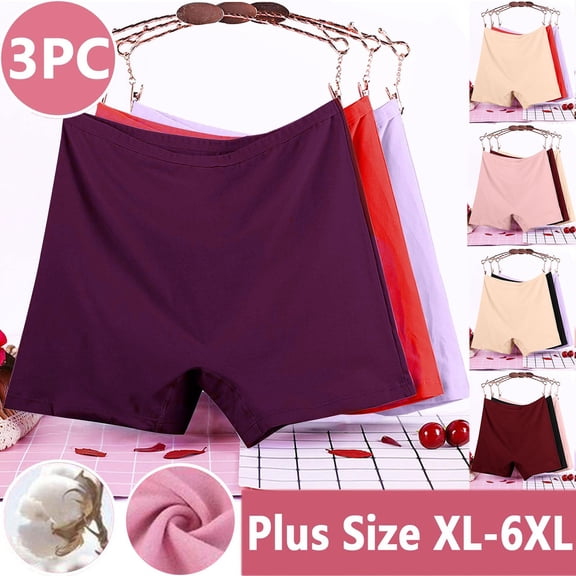 QLEICOM Underwear Women Pack,Panties for Women,3 Pack Womens Plus Size Panties High Waist Leak Proof Cotton Solid Color Full Coverage Protection for Comfortable Black