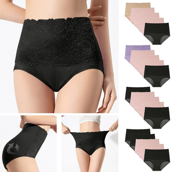 QLEICOM Underwear Women Pack,Panties for Women,5 Pack High Waist Lift Buttock Panties Breathable Lace Triangle Cut Comfortable Everyday Wear Multipack for Value and Convenience Purple