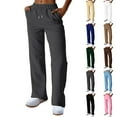 thumbnail image 1 of QLEICOM Wide Leg Pants Woman,Pants for Women,Women Outdoor Work Pants in Solid Color with Elastic Waist Water-Resistant Fabric and Pockets for Practical Casual Use, 1 of 5