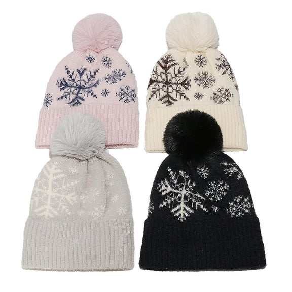 QLEICOM Winter Hats for Women,Christmas Themed Knit Beanie with Faux Mink Yarn and Holiday Jacquard Women's Festive Hat with Ear Warming Protection Beige