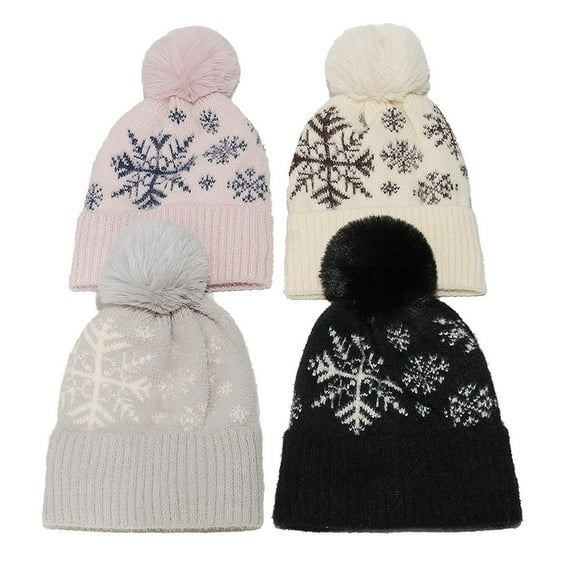 QLEICOM Winter Hats for Women,Beanies Women,Christmas Themed Knit Beanie with Faux Mink Yarn and Holiday Jacquard Women's Festive Hat with Ear Warming Protection Gray