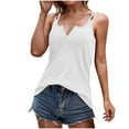 thumbnail image 1 of QLEICOM Women Casual Sleeveless V-Neck Loose Solid Pullover Blouse Tank Blouses Shirts Tops White L, US Size 8, 1 of 6