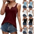 thumbnail image 1 of QLEICOM Women Casual Sleeveless V-Neck Loose Solid Pullover Blouse Tank Blouses Shirts Tops Wine 3XL, US Size 14, 1 of 5
