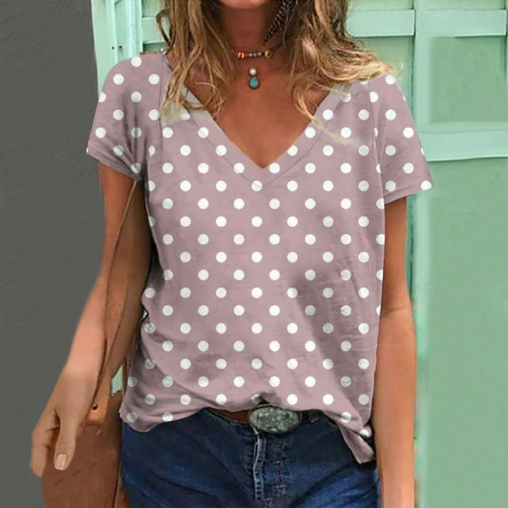 QLEICOM Women Floral Print T-Shirts, Women's Summer Short Sleeve Tunic Tops, Plus Size Trendy V Neck Graphic Tees Shirt, Casual Comfy Blouses T-Shirts Pullover Tees S-2XL, Gifts for Mom