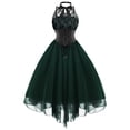 thumbnail image 1 of QLEICOM Women Gothic Dress, Sleeveless Halter Neck Vintage Goth Dresses with Peasant Bodice, Formal Halloween Punk Hippie Dresses, Black Lace Draped Irregular Swing Cocktail Dress Green XL, 1 of 3