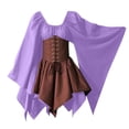 thumbnail image 1 of QLEICOM Women Medieval Renaissance Costume Dress, Vintage Cosplay Victorian Gothic Corset Dress, Gothic Vintage Court Banquet Dress, Bell Sleeve Mini Bodycon Dress with Peasant Bodice Light Purple 5XL, 1 of 6
