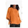 thumbnail image 1 of QLEICOM Women Plus Size Cotton Linen Tops, Women Summer Solid Casual Loose Basic Tops, Fashion Half Sleeves T Shirt, Oversized Crewneck Tees Tops Blouses, 1 of 6