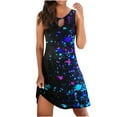 thumbnail image 1 of QLEICOM Women's 2023 Summer Dress Loose Sleeveless Print Casual Dress Beach Sundress Midi Flared T Shirt Dress Sky Blue M, US Size:6, 1 of 3