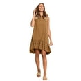 thumbnail image 1 of QLEICOM Women's 2023 Summer Dress Round Neck Sleeveless Polka Dot Loose Large Swing Ruffle Dress Beach Sundress Mini Flared Tank Dress Khaki XXL, US Size:12, 1 of 6