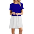 thumbnail image 1 of QLEICOM Women's Casual Color-Blocking Simple T-Shirt Loose Dress Summer Short Sleeve T Shirt Dresses Blue XXL(US Size: 12, 1 of 5