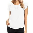 thumbnail image 1 of QLEICOM Women's Casual Round Neck Basic Pleated Top Cap Sleeve Curved Keyhole Back Blouse White XXL, US Size:12, 1 of 5