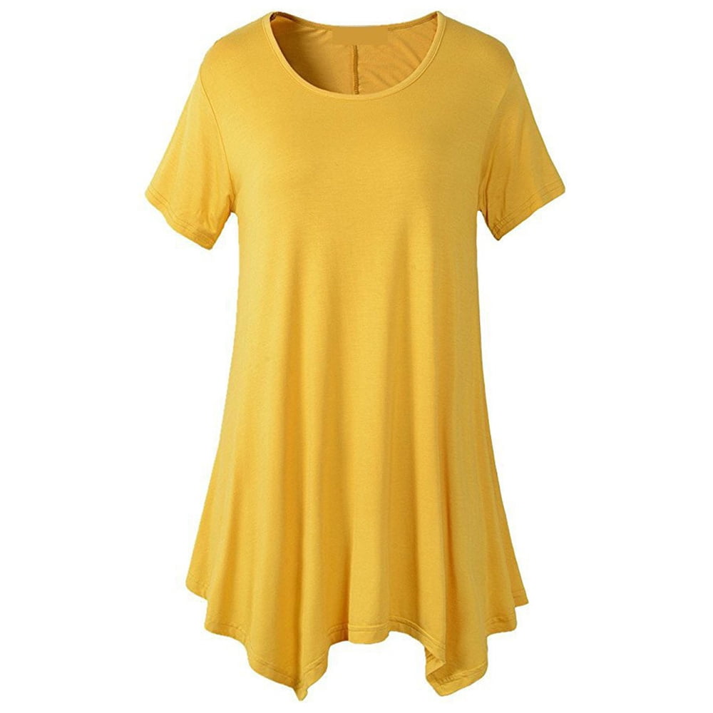 Qleicom Women's T-Shirts Trendy Tunic Tops to Wear with Leggings Short  Sleeve Blouses Crewneck Shirt Summer Loose Fit Shirt : : Clothing,  Shoes & Accessories