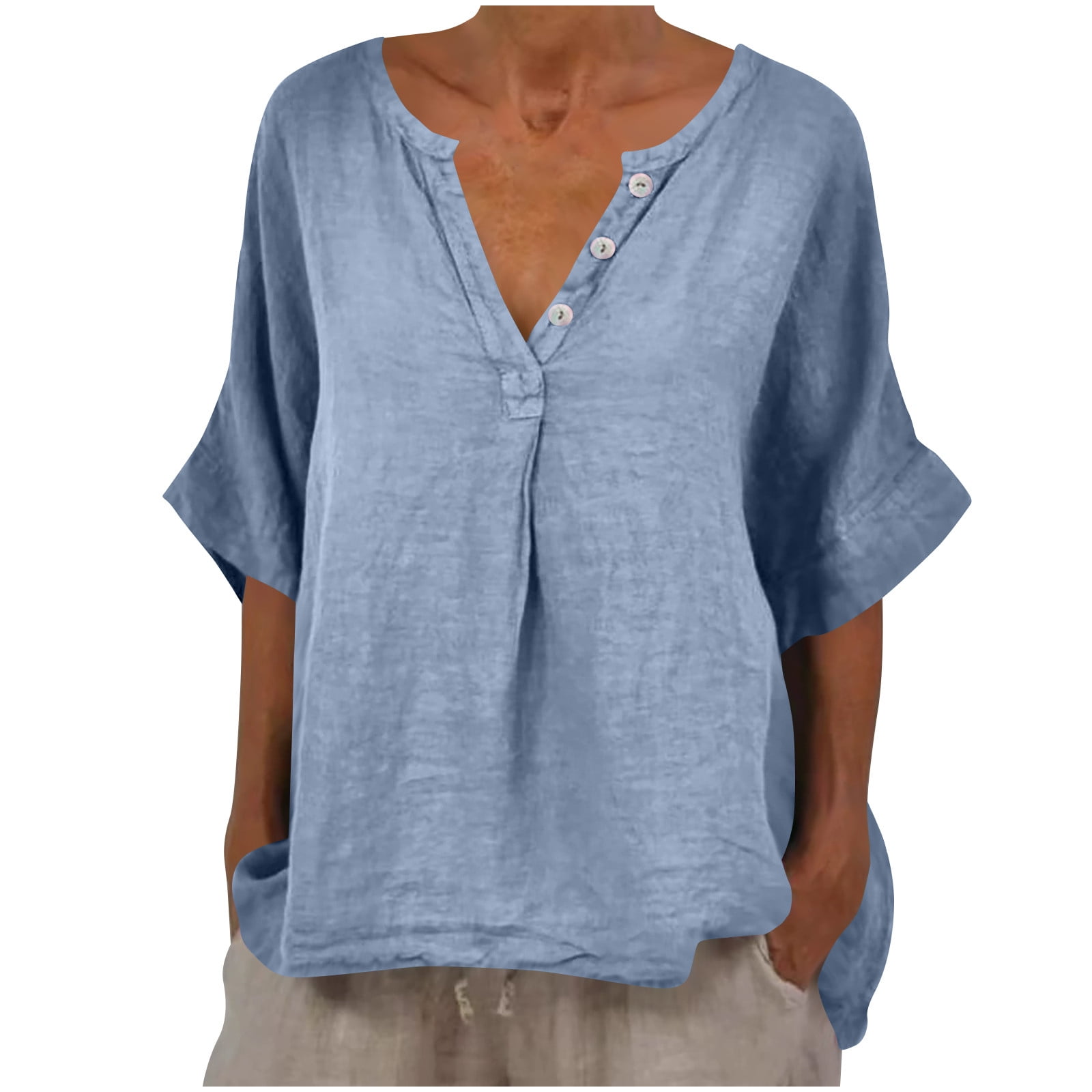 V-Neck Petal Sleeve T-Shirt main image 0