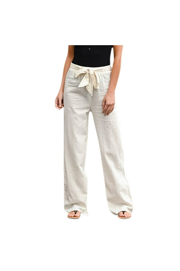 Women's Joggers Pants Lightweight Athletic Leggings Casual Solid Pockets Elastic Waist Comfortable Straight Pants for Workout, Yoga, Running White S, US Size 4