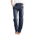 thumbnail image 1 of QLEICOM Women's Joggers Pants Lightweight Pure Cotton Linen Loose Running Sweatpants with Pockets Solid Activewear Casual Wide Leg Trousers Navy XL, US Size: 10, 1 of 3