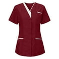 thumbnail image 1 of QLEICOM Women's Nurses Tunic Uniform Clinic Carer V-Neck Protective Blouses Shirts Tops Red XL, US Size 10, 1 of 2