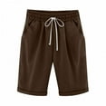 thumbnail image 1 of QLEICOM Women's Shorts Plus Size Cotton Linen Shorts, Jersey Shorts with Deep Pockets, Summer Solid Five Points Casual Pants, Walking Athletic Yoga Shorts, Hiking Comfy Beach Shorts Coffee Size 18, 1 of 5