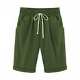 thumbnail image 1 of QLEICOM Women's Shorts Plus Size Cotton Linen Shorts, Jersey Shorts with Deep Pockets, Summer Solid Five Points Casual Pants, Walking Athletic Yoga Shorts, Hiking Comfy Beach Shorts Army Green Size 4, 1 of 2