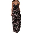 thumbnail image 1 of QLEICOM Women's Summer Casual Floral Printed Bohemian Spaghetti Strap Floral Long Maxi Dress with Pockets Boho Printed Hoop Sling Beach Long Dress Black C XXL, US Size: 12, 1 of 4