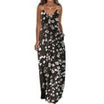 thumbnail image 1 of QLEICOM Women's Summer Casual Floral Printed Bohemian Spaghetti Strap Floral Long Maxi Dress with Pockets Boho Printed Hoop Sling Beach Long Dress Dark Gray A S, US Size: 4, 1 of 4