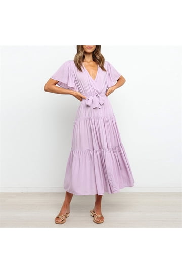 knee length dresses for ladies Walmart Frontwalk Fall Dresses For Women 2024 Lapel Neck Button Long S   VinNews Recommendations