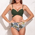 thumbnail image 1 of QLEICOM Women's Swimsuits High Waisted Tummy Control Swimwear Fashion Bikini With Chest Pad Without Steel Support Sexy Strap Split Swimsuit Beach Two Piece Set Green L, 1 of 4