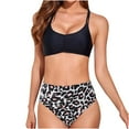 thumbnail image 1 of QLEICOM Women's Swimsuits High Waisted Tummy Control Swimwear Sexy Fashion Bikini Chest Pleated Two-piece Print Swimsuit Swimwear Beachwear Set Women Bikinis Swimming Bathing Suits Brown L, 1 of 3