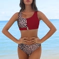 thumbnail image 1 of QLEICOM Women's Swimsuits High Waisted Tummy Control Swimwear Two Piece Leopard Print Sexy Backless Halter Beach Bikini Swimwear Set Women Bikinis Swimming Suits Cover Ups Bathing Suits Red XL, 1 of 4