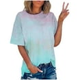 thumbnail image 1 of QLEICOM Women's Tie Dye Print Shirt, Women Gradient Graphic Short Sleeve T-Shirt, Summer Casual Loose Crew Neck Colorful Tee Tops, Plus Size Basic Tee Tops Blouse (S-5XL), 1 of 5