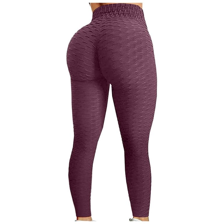 QLEICOM Women's Yoga Pants Slim High Elastic Waist Capri Squat Proof High  Waisted Yoga Pants 4 Way Stretch Buttery Soft Workout Yoga Leggings Wine L,  US Size 8 