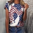 thumbnail image 1 of QLEICOM Womens 4th of July Tops Independence Day Popular American Flag Printed T-shirt Flag Printing Round Neck Print Summer Loose Fitting Tee Tops Blouses White XXL, 1 of 6