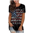 thumbnail image 1 of QLEICOM Womens 4th of July Tops Independence Day Popular American Flag Printed T-shirt Round-neck T Short Sleeve Letters Print Summer Loose Fitting Tee Tops Blouses Red M, 1 of 5