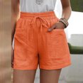 thumbnail image 1 of QLEICOM Womens Athletic Shorts, Plus Size Shorts, Loose Wide Leg Pants High Waist Straight Pants Casual Cotton Linen Shorts Yoga Shorts, Running Shorts, Comfy Beach Shorts, Cycling Shorts Orange M, 1 of 4