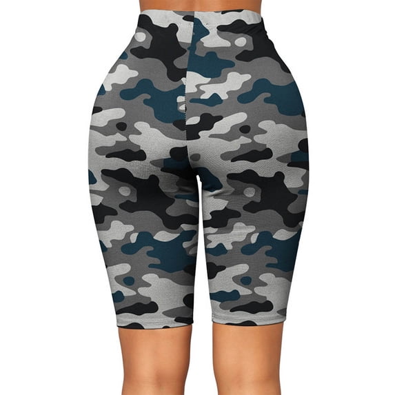 QLEICOM Womens Athletic Shorts, Plus Size Shorts, Fashion High Waist Hip Stretch Printed Fitness Sports Yoga Pants Shorts Yoga Shorts, Running Shorts, Comfy Beach Shorts, Cycling Shorts E S