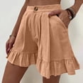 thumbnail image 1 of QLEICOM Womens Athletic Shorts, Plus Size Shorts, Fashion Solid Casual Wide Leg Ruffle Loose High Waist Shorts Pants Yoga Shorts, Running Shorts, Comfy Beach Shorts, Cycling Shorts Khaki Size 14, 1 of 7