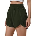 thumbnail image 1 of Blooming Jelly Womens High Waisted Running Shorts Athletic Workout Shorts Quick Dry Pants with Zipper Pocket Medium Army Green, 1 of 6