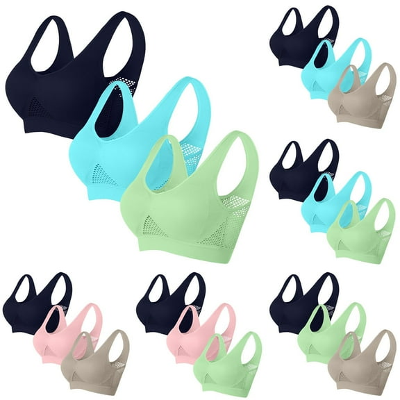 QLEICOM Womens Bras,Bras for Women No Underwire,3 Pack Women's Wireless Bra with Push Up and Breathable Fabric Comfortable Set Provides Gentle Support for Daily Wear