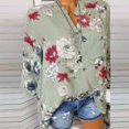 thumbnail image 1 of QLEICOM Womens Casual Tops, Plus Size Summer Shirt, Fashion Elegant Floral Flower Print Button Blouse, Long Sleeve Blouses and Button-Down Shirts for Women Green S, 1 of 2